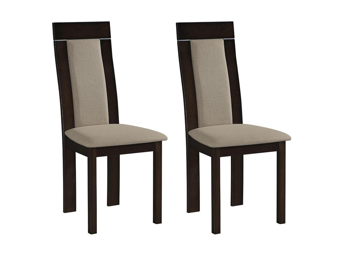 Vente-unique Lot de 2 chaises BELINDA Hêtre tissu  Noyer  