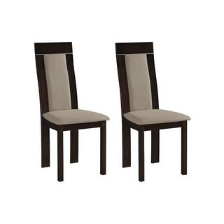 Vente-unique Lot de 2 chaises BELINDA Hêtre tissu  Noyer  