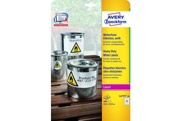 Avery-Zweckform AVERY ZWECKFORM Folienetiketten 63,5x33,9mm, wetterfest, perm. 480Stk.  