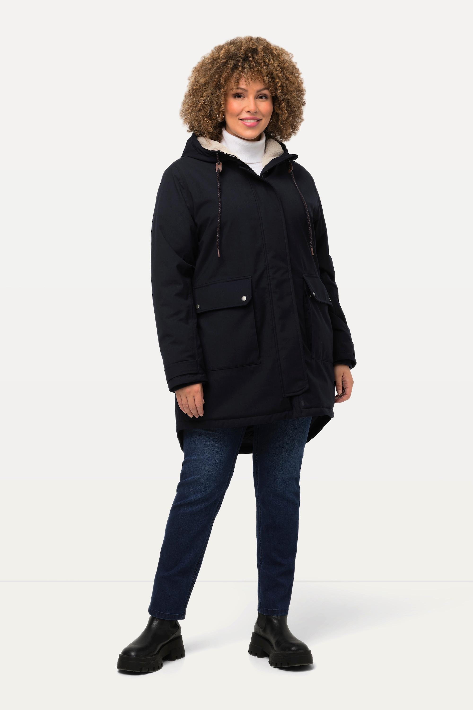 Ulla Popken Damen-Steppjacke – Wasserdicht, Winddicht Mit Kuscheligem Teddyfleece