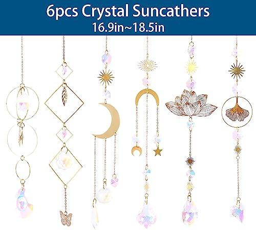 Alopini Sonnenfänger ,6 Stück Lotus Perlen Anhänger Dekoration,hängende Fensterdekoration,Kristall-Sonnenfänger  