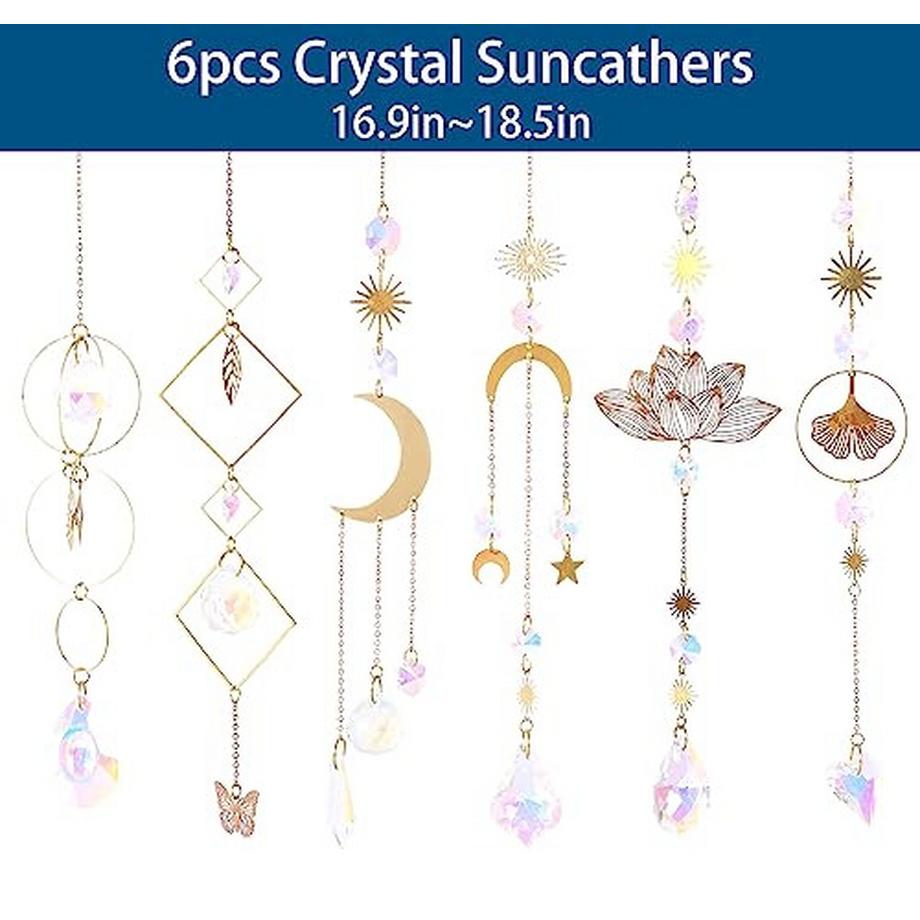Alopini Sonnenfänger ,6 Stück Lotus Perlen Anhänger Dekoration,hängende Fensterdekoration,Kristall-Sonnenfänger  