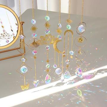 Sonnenfänger ,6 Stück Lotus Perlen Anhänger Dekoration,hängende Fensterdekoration,Kristall-Sonnenfänger