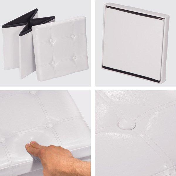 Tectake Faltbarer Sitzwürfel aus Kunstleder mit Stauraum 38x38x38cm  Weiss