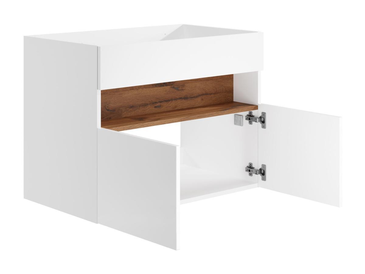 Vente-unique Mobile sotto lavabo sospeso a LED Bianco e Naturale scuro L80 cm POZEGA  