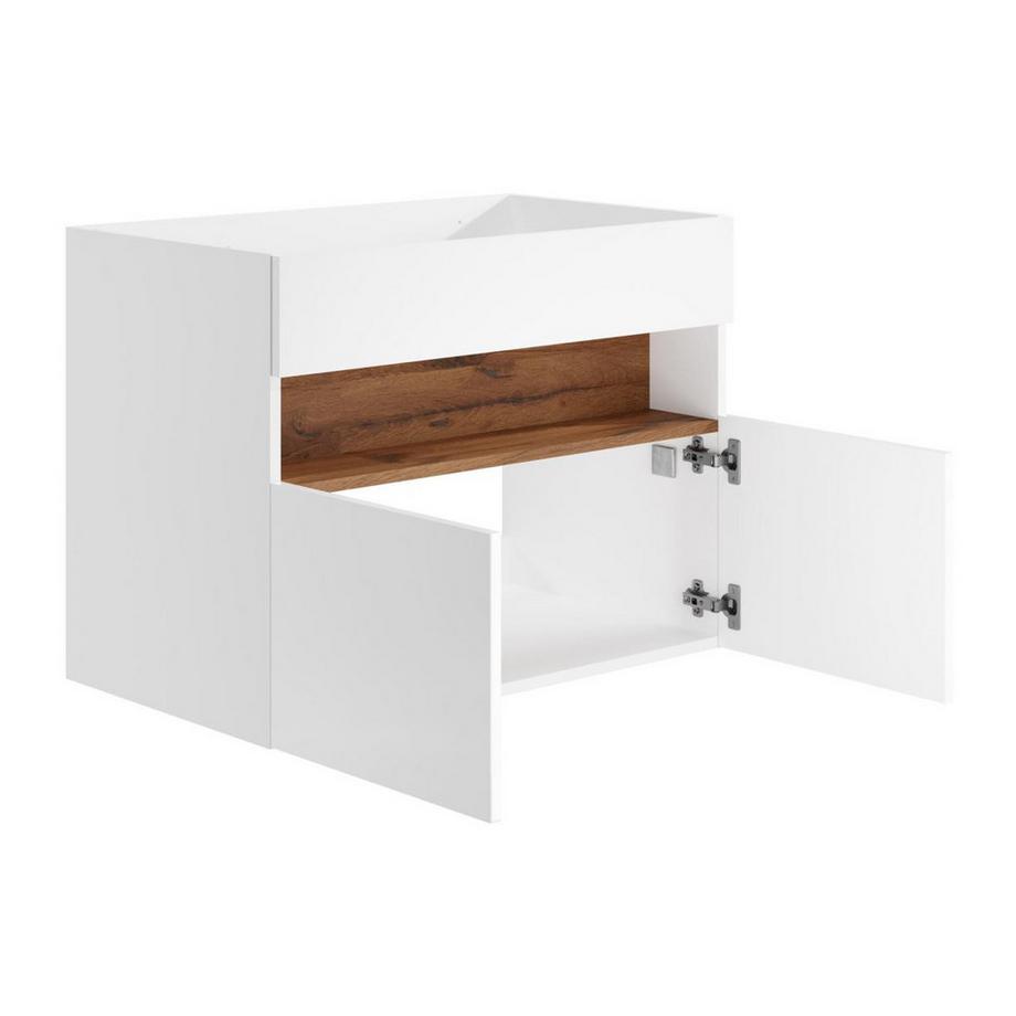 Vente-unique Mobile sotto lavabo sospeso a LED Bianco e Naturale scuro L80 cm POZEGA  