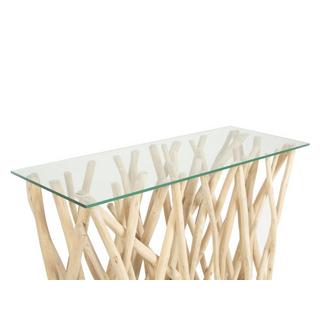 Vente-unique Console en verre trempé et teck - Coloris : Naturel - GAYANA  