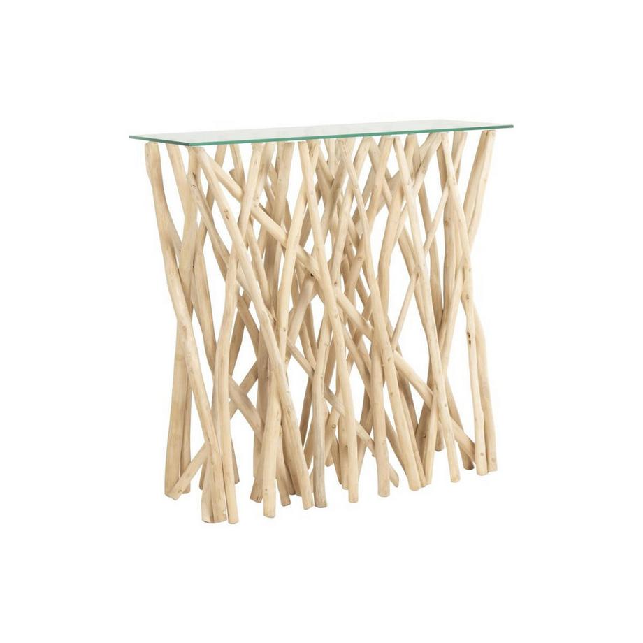 Consolle in Vetro temperato e Teak Naturale - GAYANA