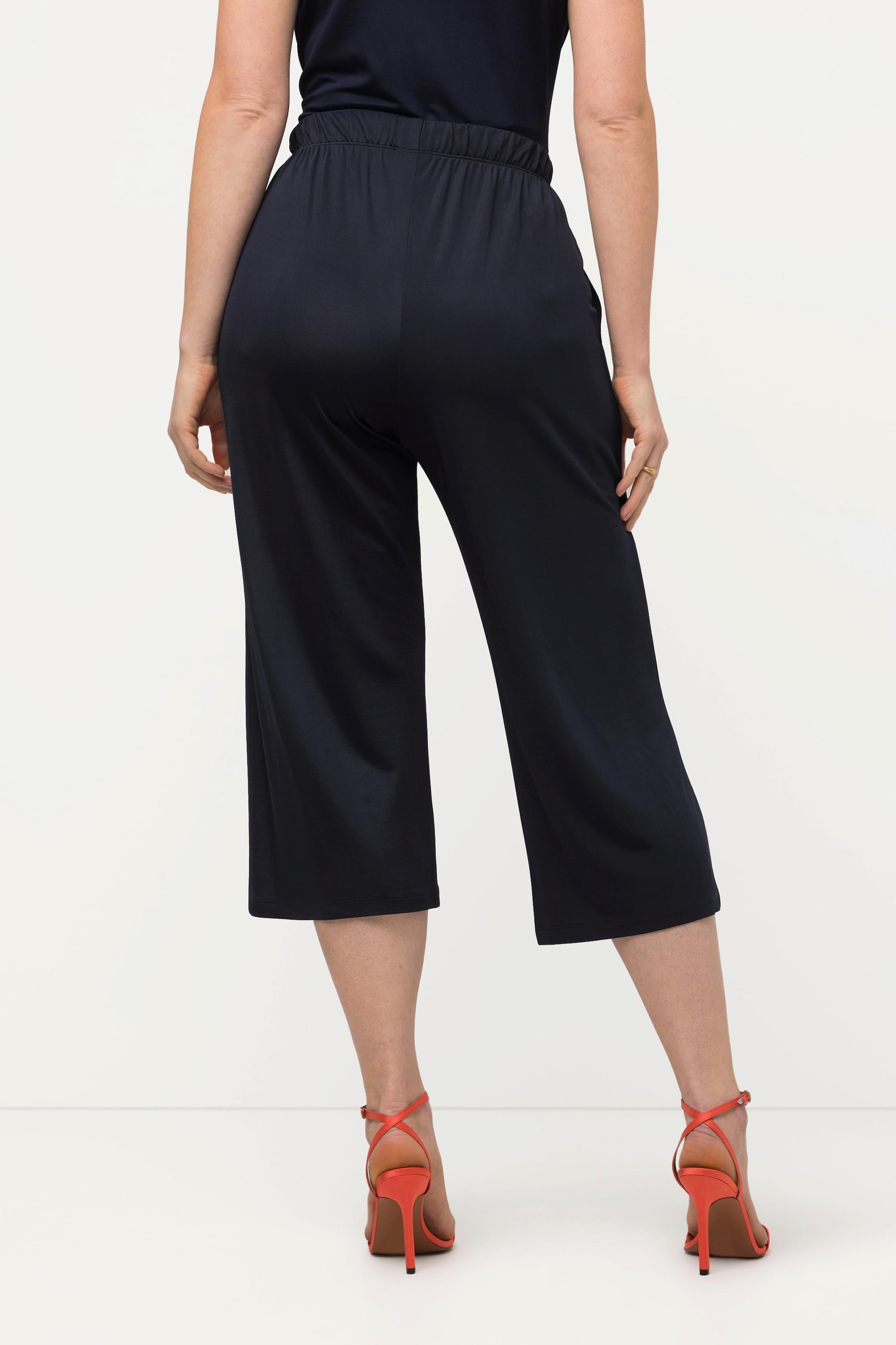 Ulla Popken  Culottes in tessuto fluente con taglio della gamba ampio e lungo fino al polpaccio e cintura elastica 