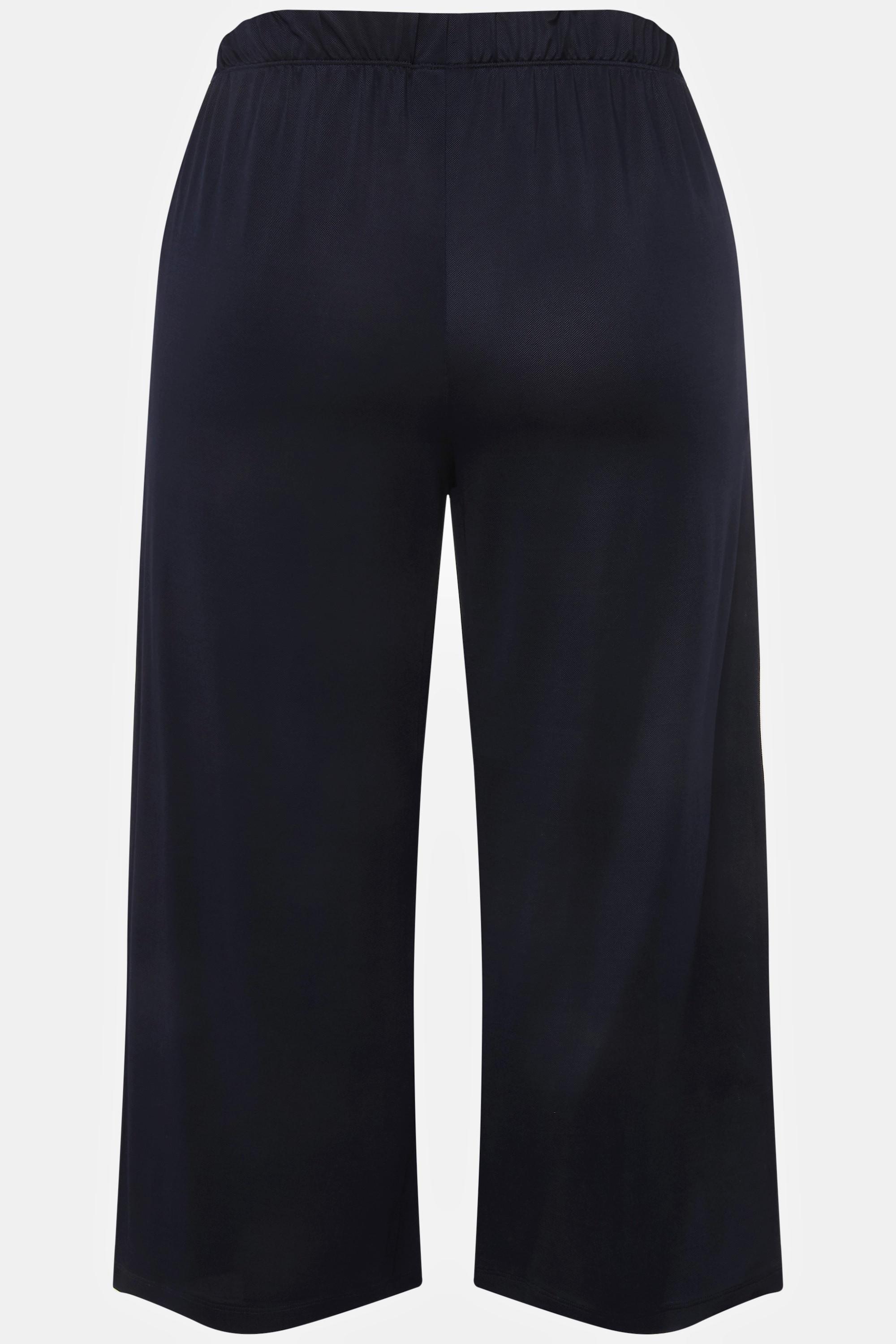 Ulla Popken  Culottes in tessuto fluente con taglio della gamba ampio e lungo fino al polpaccio e cintura elastica 