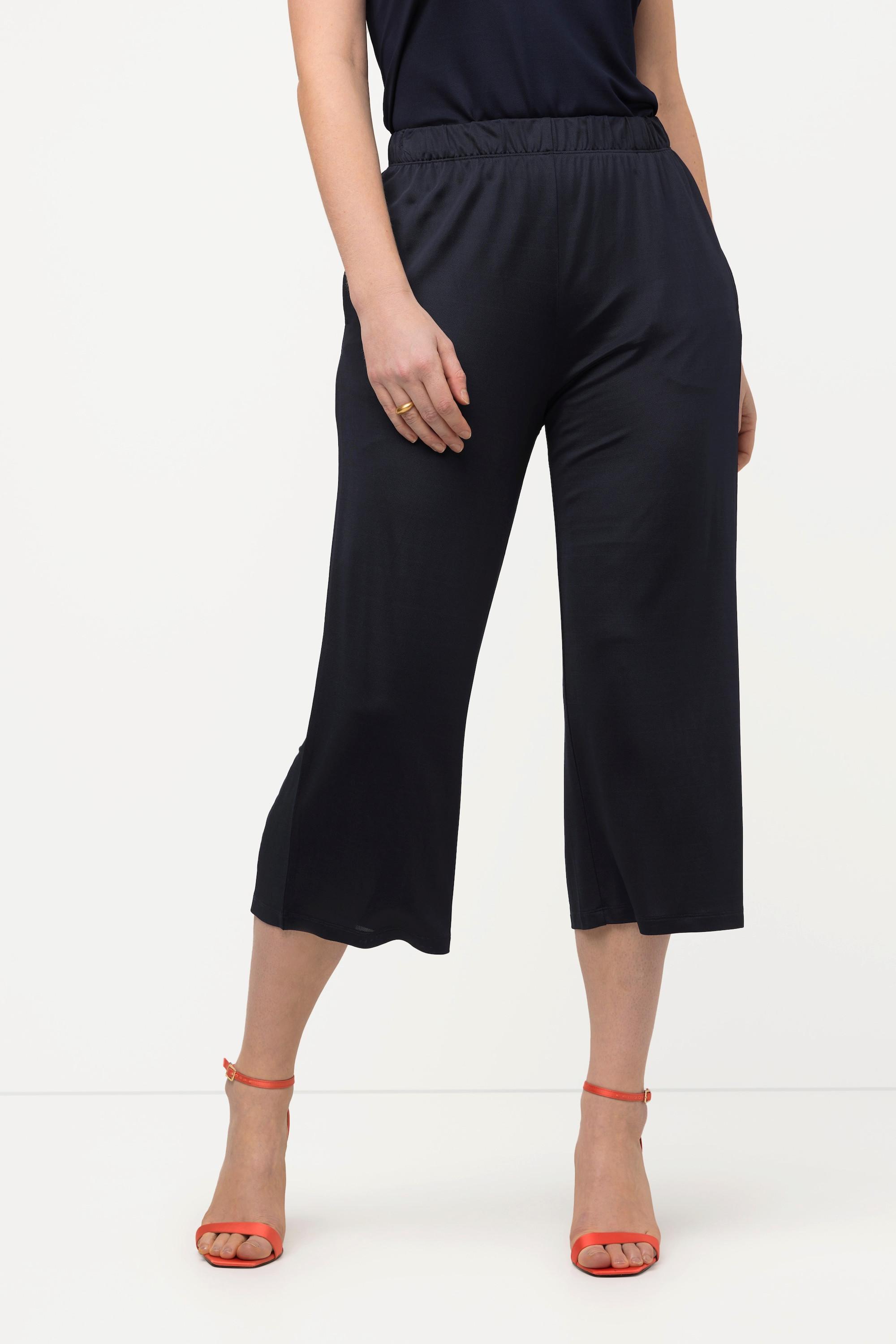 Ulla Popken  Culottes in tessuto fluente con taglio della gamba ampio e lungo fino al polpaccio e cintura elastica 