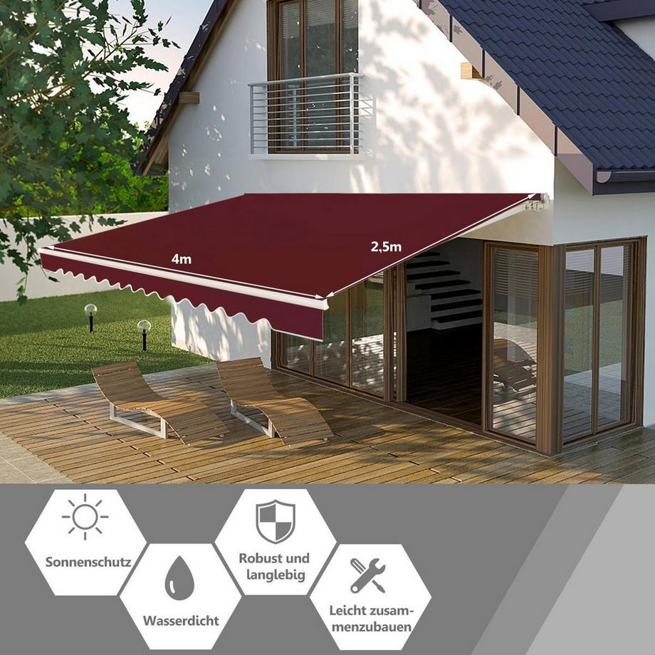 Northix Einziehbare Markise mit Kurbel  