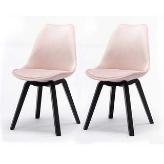 mutoni Chaise de salle à manger velours rose noir (lot de 2)  