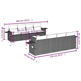 VidaXL Ensemble de canapés de jardin rotin synthétique  