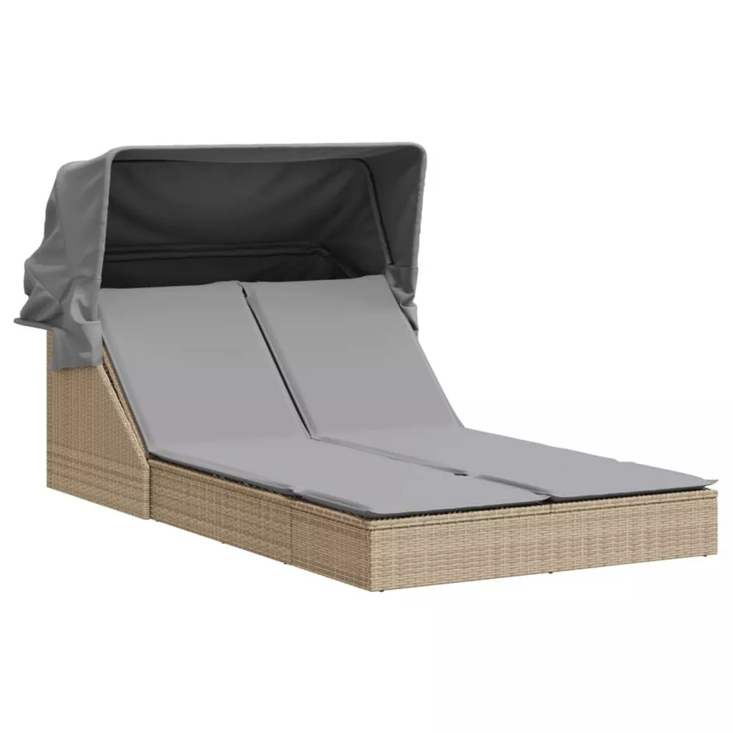 VidaXL - Doppel-sonnenliege poly-rattan, One Size, Beige