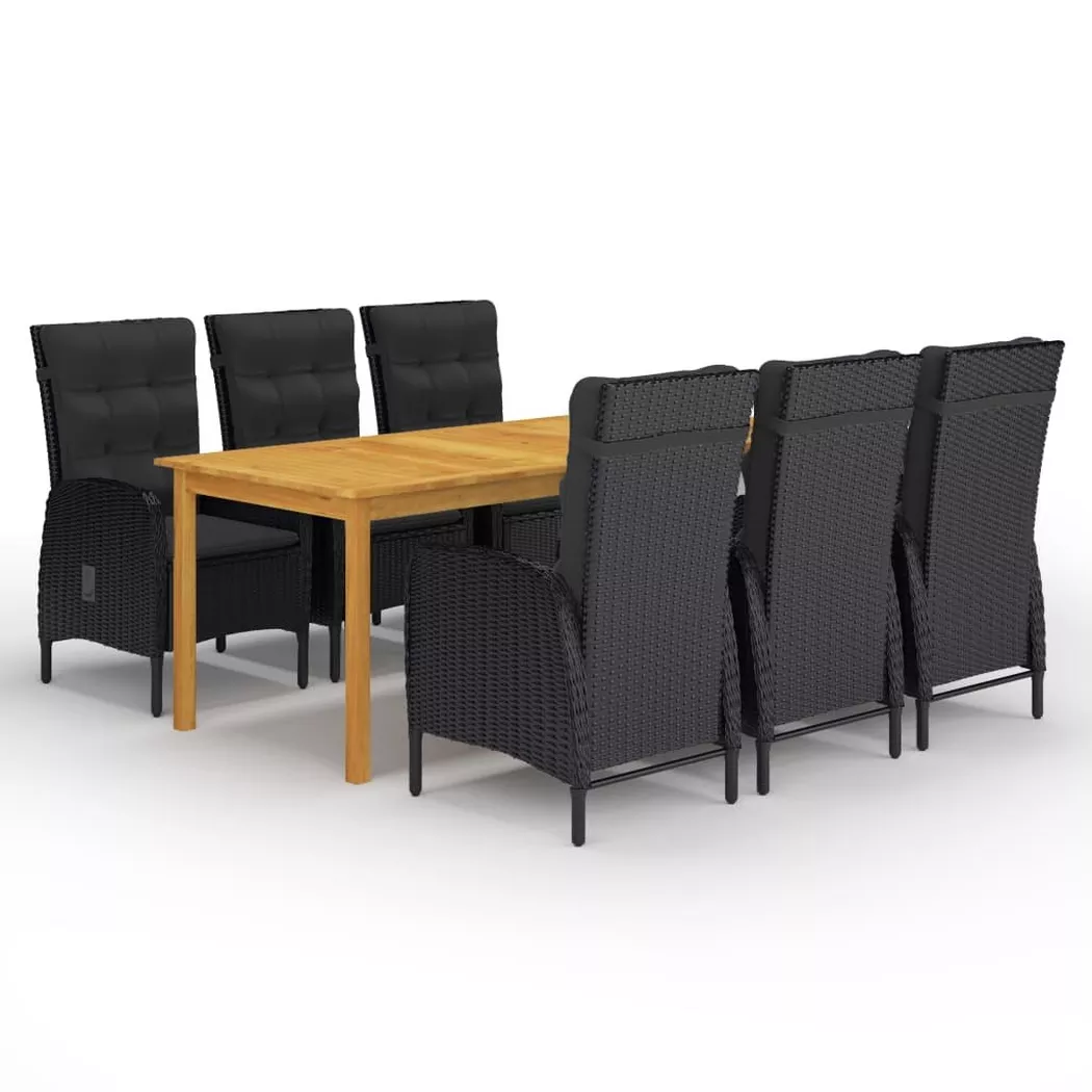 VidaXL - Ensemble à manger bois d'acacia, One Size, Noir