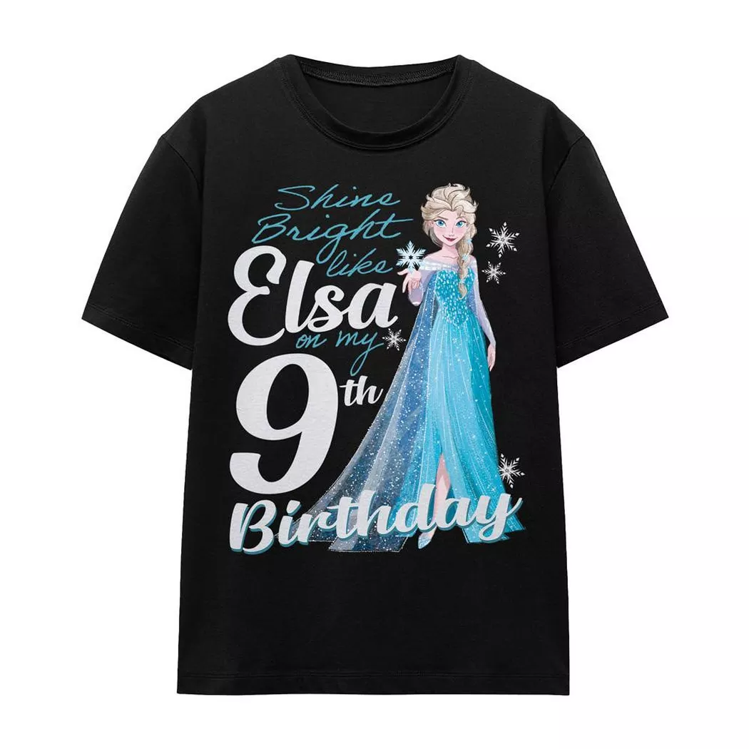 FROZEN - Bright Like Elsa TShirt 9 Geburtstag, für Damen, Schwarz, Größe L