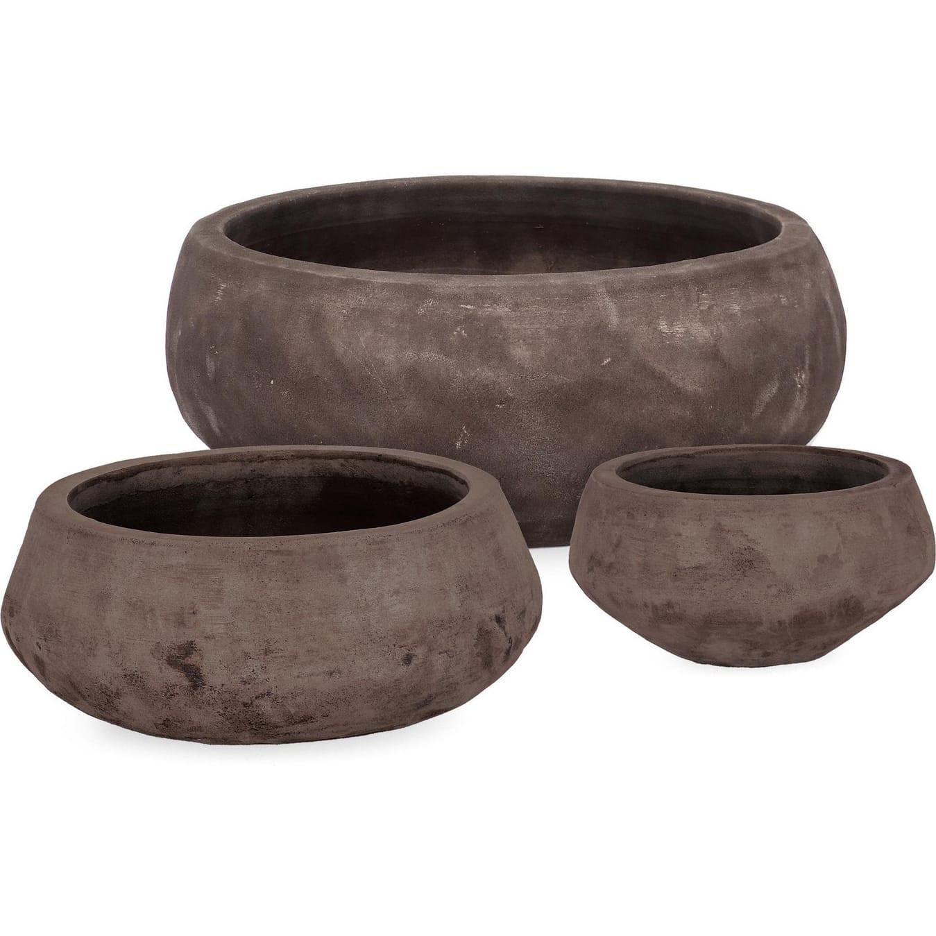 mutoni Cache-pot Minh terre cuite marron foncé (lot de 3)  