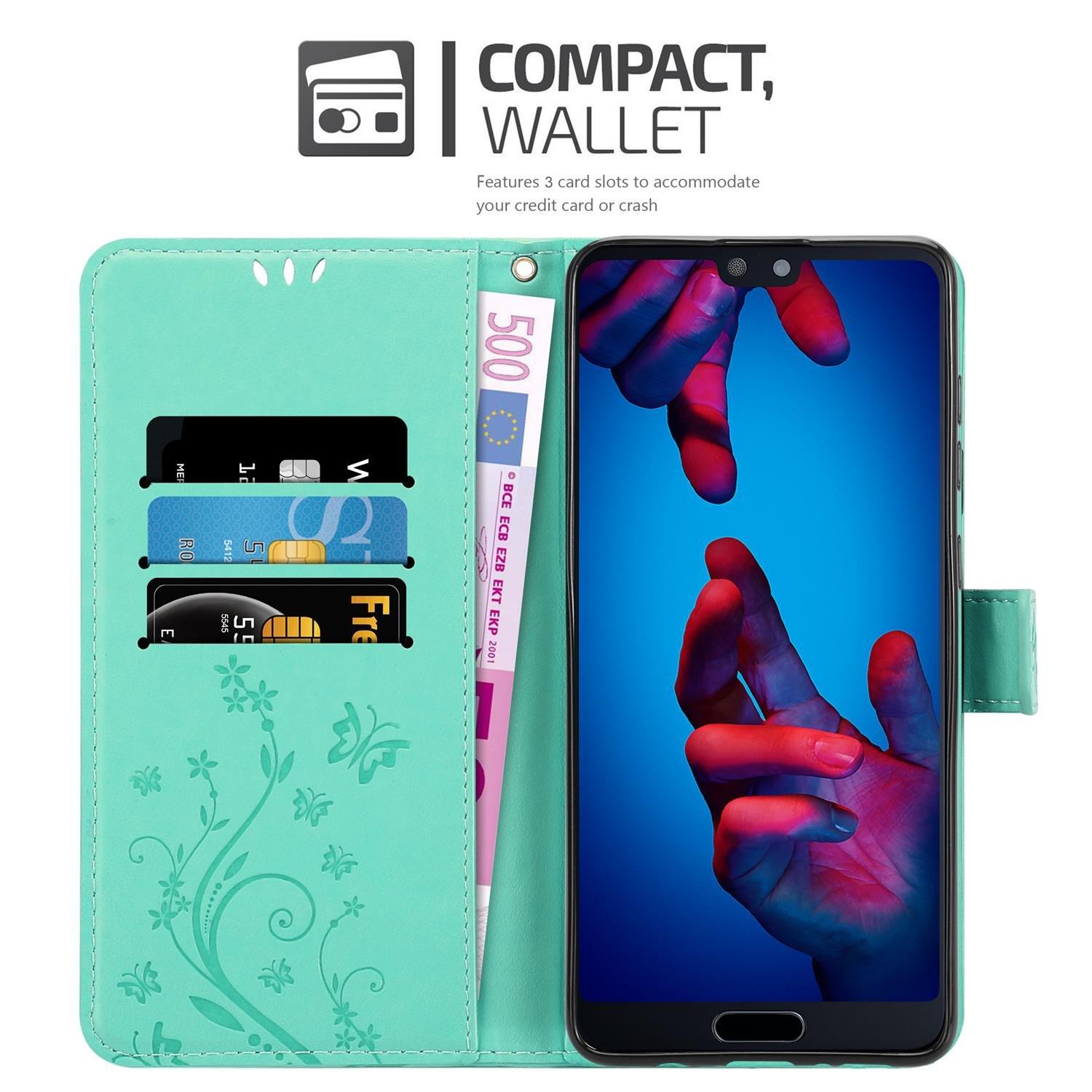 Cadorabo  Hülle für Huawei P20 Blumen Design Magnetverschluss 