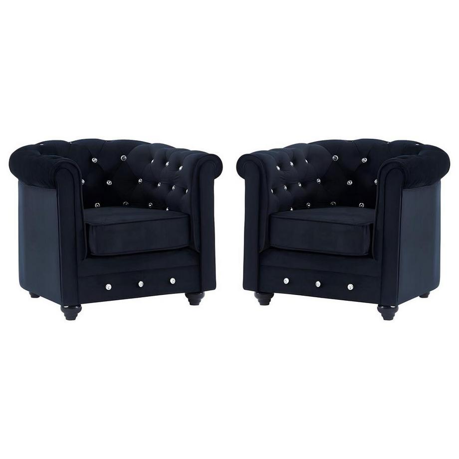 Vente-unique Sessel 2erSet CHESTERFIELD Samt mit mit Knöpfen in Kristalloptik  