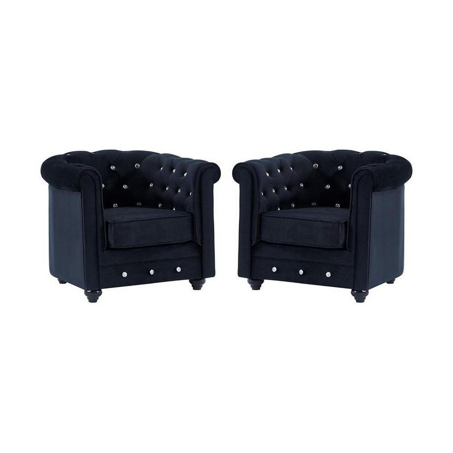 Sessel 2erSet CHESTERFIELD Samt mit mit Knöpfen in Kristalloptik