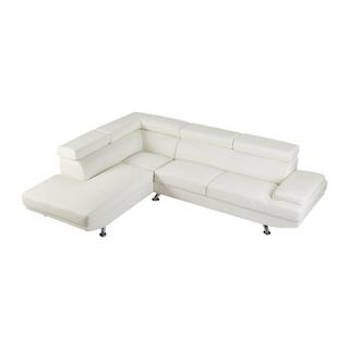 Vente-unique Ecksofa - Ecke Links - Kunstleder - Weiß - ROMAIN II  