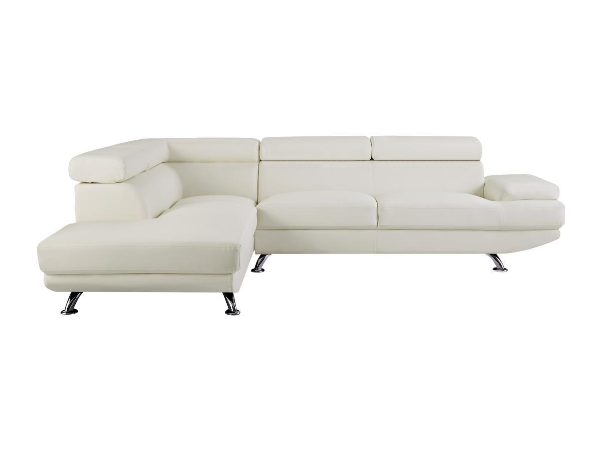 Vente-unique Ecksofa - Ecke Links - Kunstleder - Weiß - ROMAIN II  