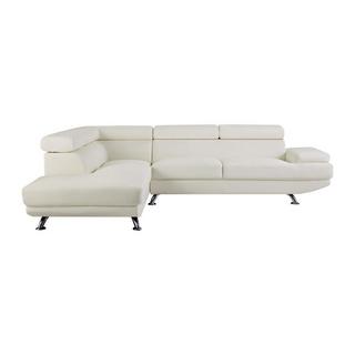 Vente-unique Ecksofa - Ecke Links - Kunstleder - Weiß - ROMAIN II  