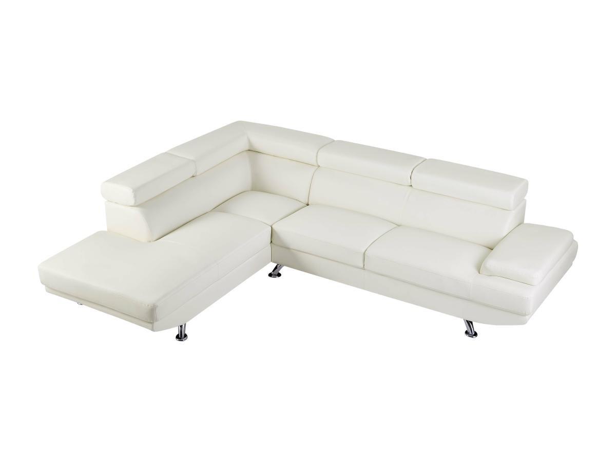 Vente-unique Ecksofa - Ecke Links - Kunstleder - Weiß - ROMAIN II  