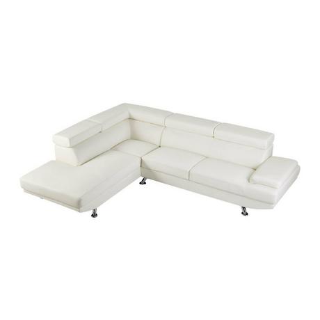 Vente-unique Ecksofa - Ecke Links - Kunstleder - Weiß - ROMAIN II  