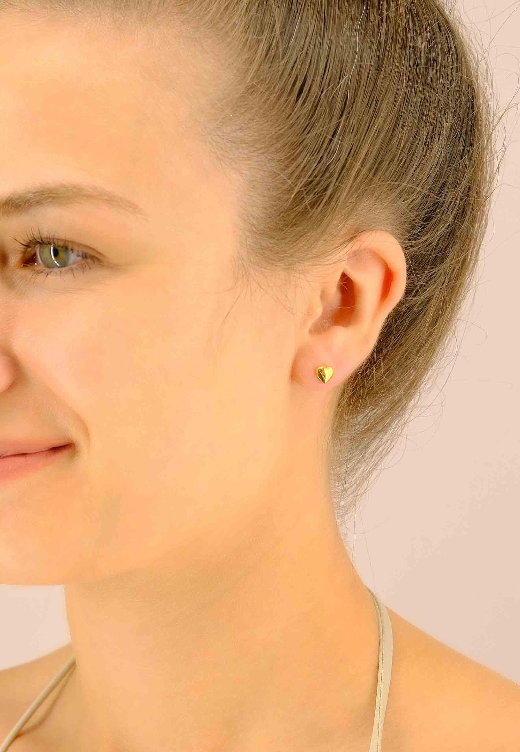 MUAU Schmuck  Ohrstecker Herz Gelbgold 750, 6mm 