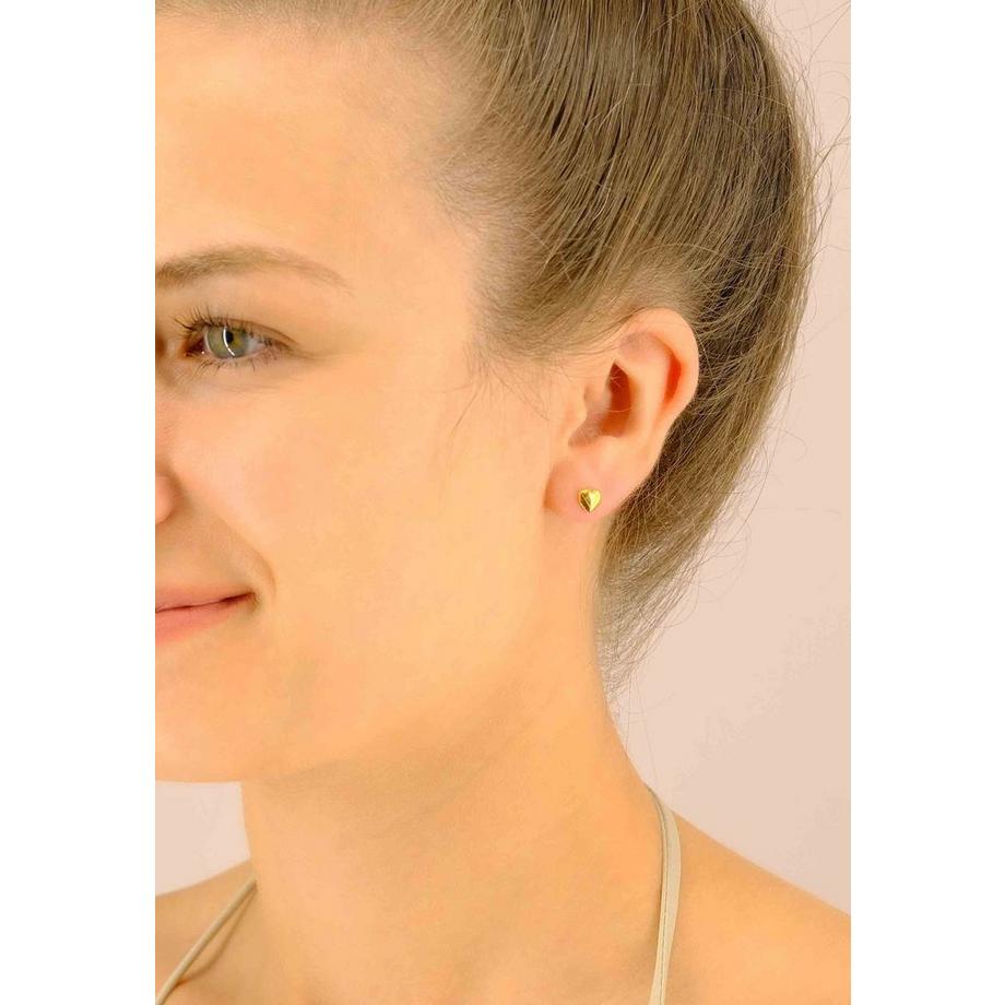 MUAU Schmuck  Ohrstecker Herz Gelbgold 750, 6mm 