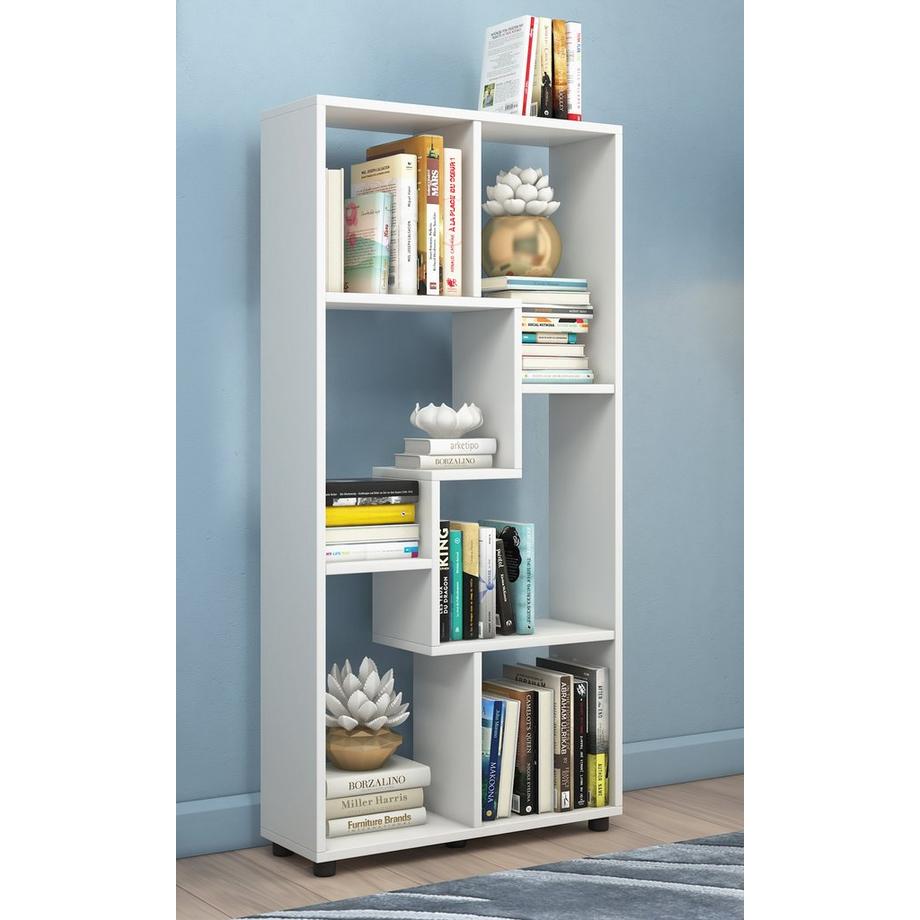 VCM Étagère en bois Étagère à livres Étagère à médias Rangement Séparation de pièce Étagère déco Blina  