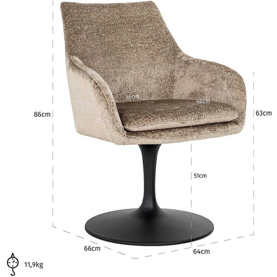 mutoni Drehstuhl Marlon Chenille taupe  