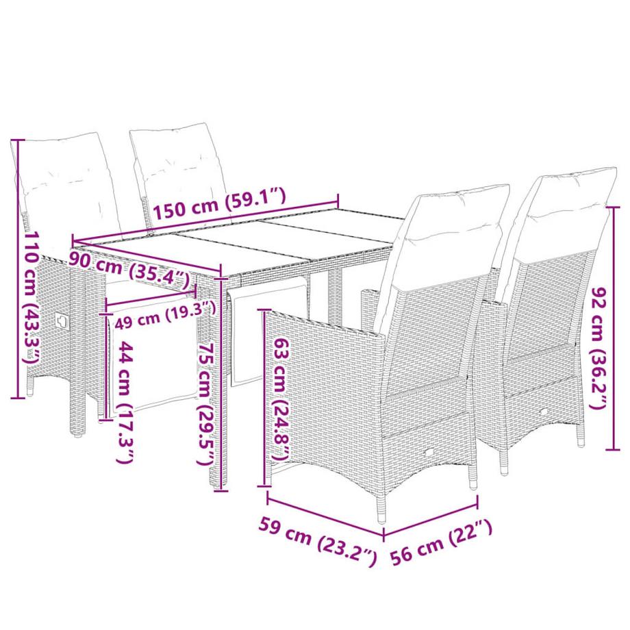 VidaXL Bistro set poly-rattan  