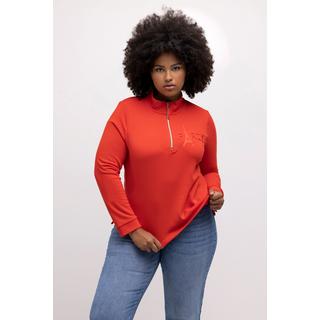 Ulla Popken  Sweatshirt, Eiffelturm, Stehkragen, Zipper, Langarm 