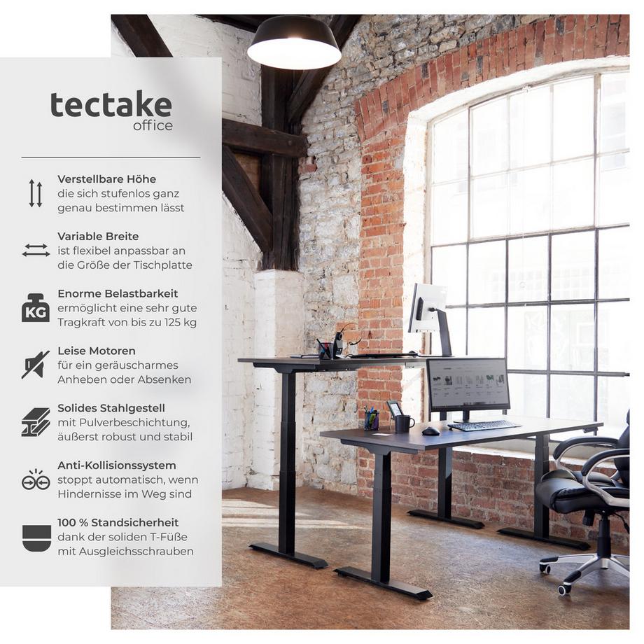 Tectake Telaio per scrivania Denis regolabile in altezza con 2 motori elettrici  