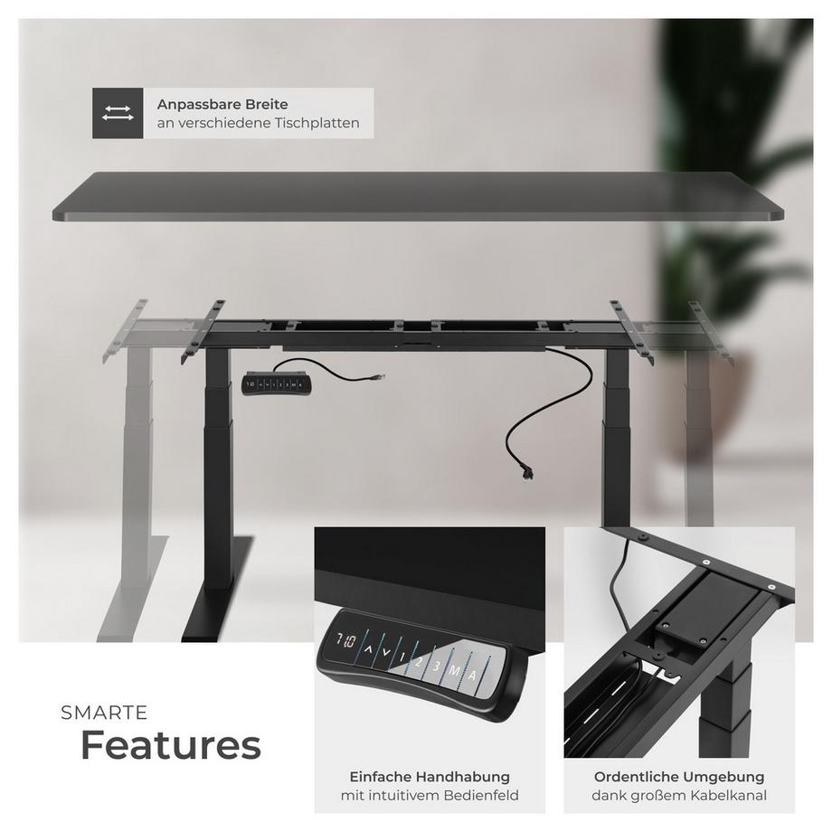 Tectake Telaio per scrivania Denis regolabile in altezza con 2 motori elettrici  