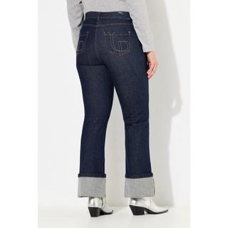 Ulla Popken  Jean Mary en denim extensible, jambe large avec revers à la base 