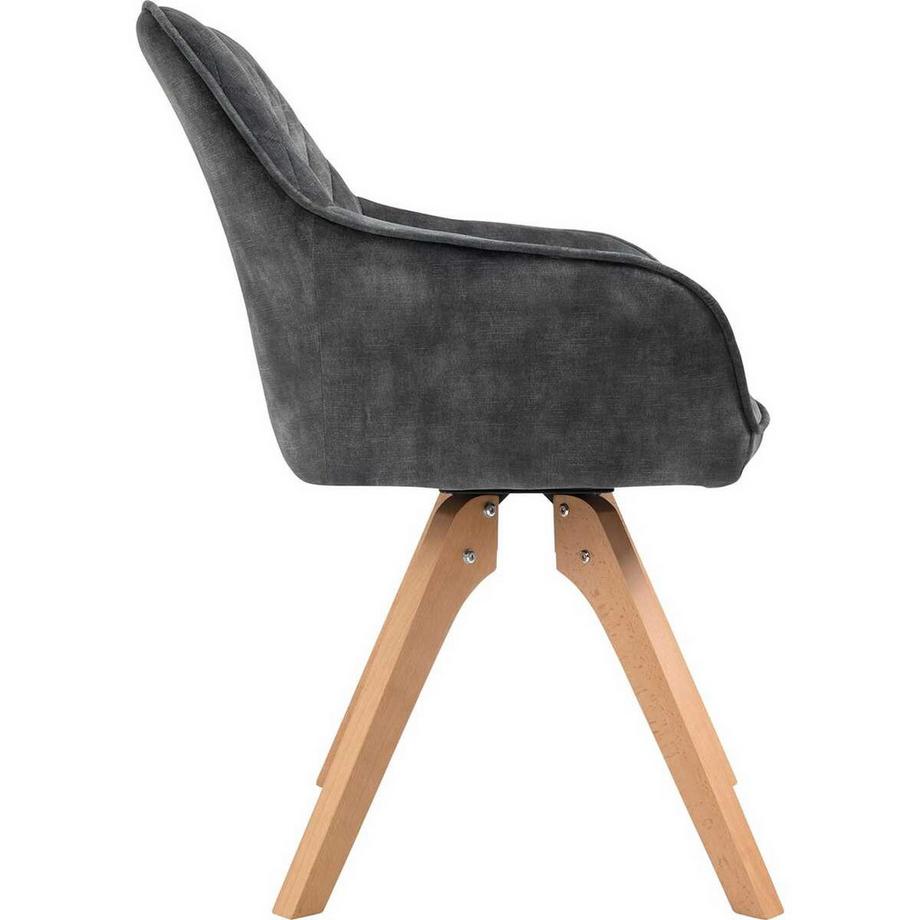 mutoni Chaise avec accoudoirs velours vintage vert foncé  