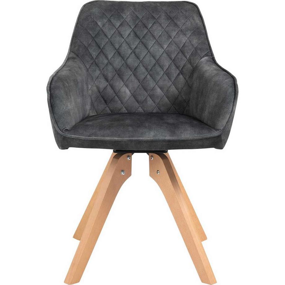 mutoni Chaise avec accoudoirs velours vintage vert foncé  