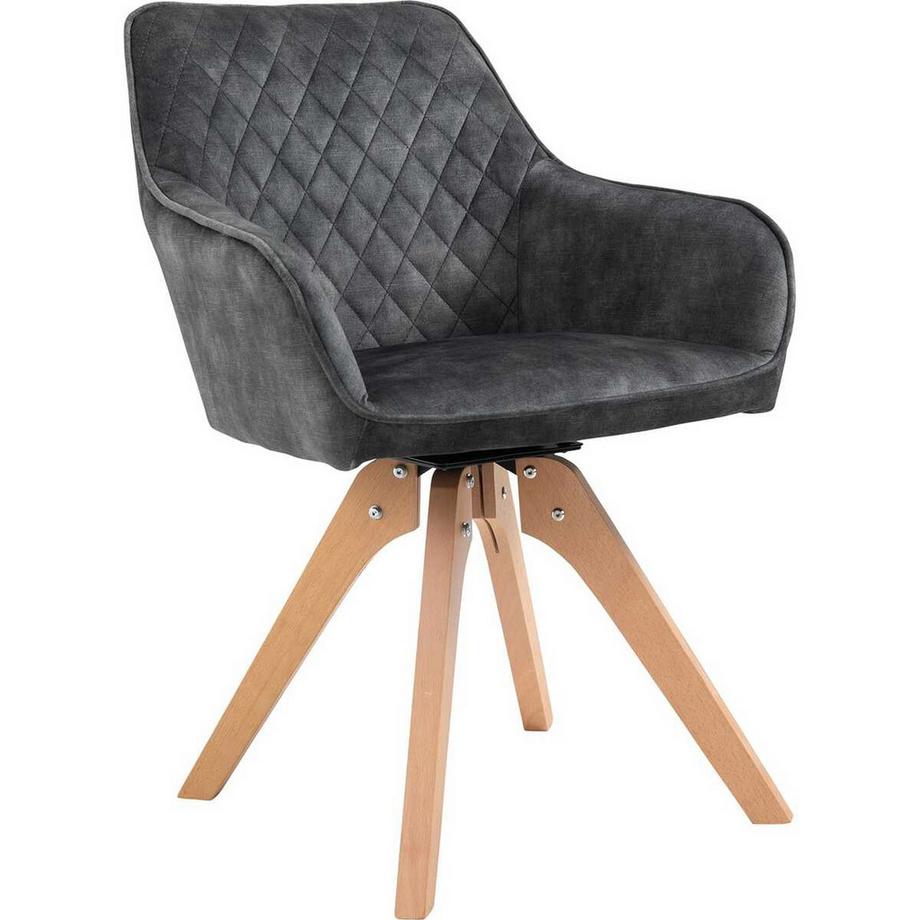 Chaise avec accoudoirs velours vintage vert foncé