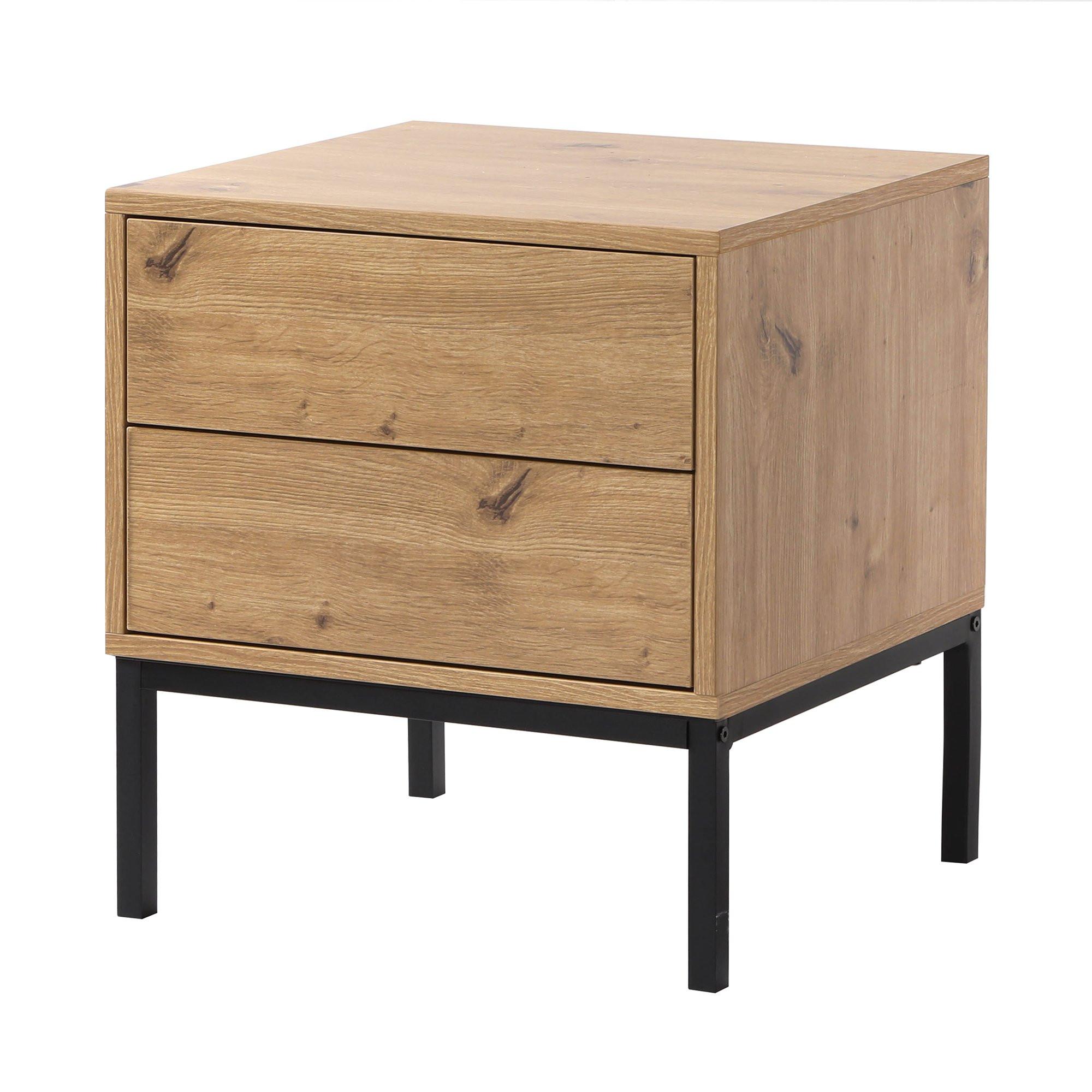 Calicosy Comodino a 2 cassetti A 50cm - Effetto Legno  