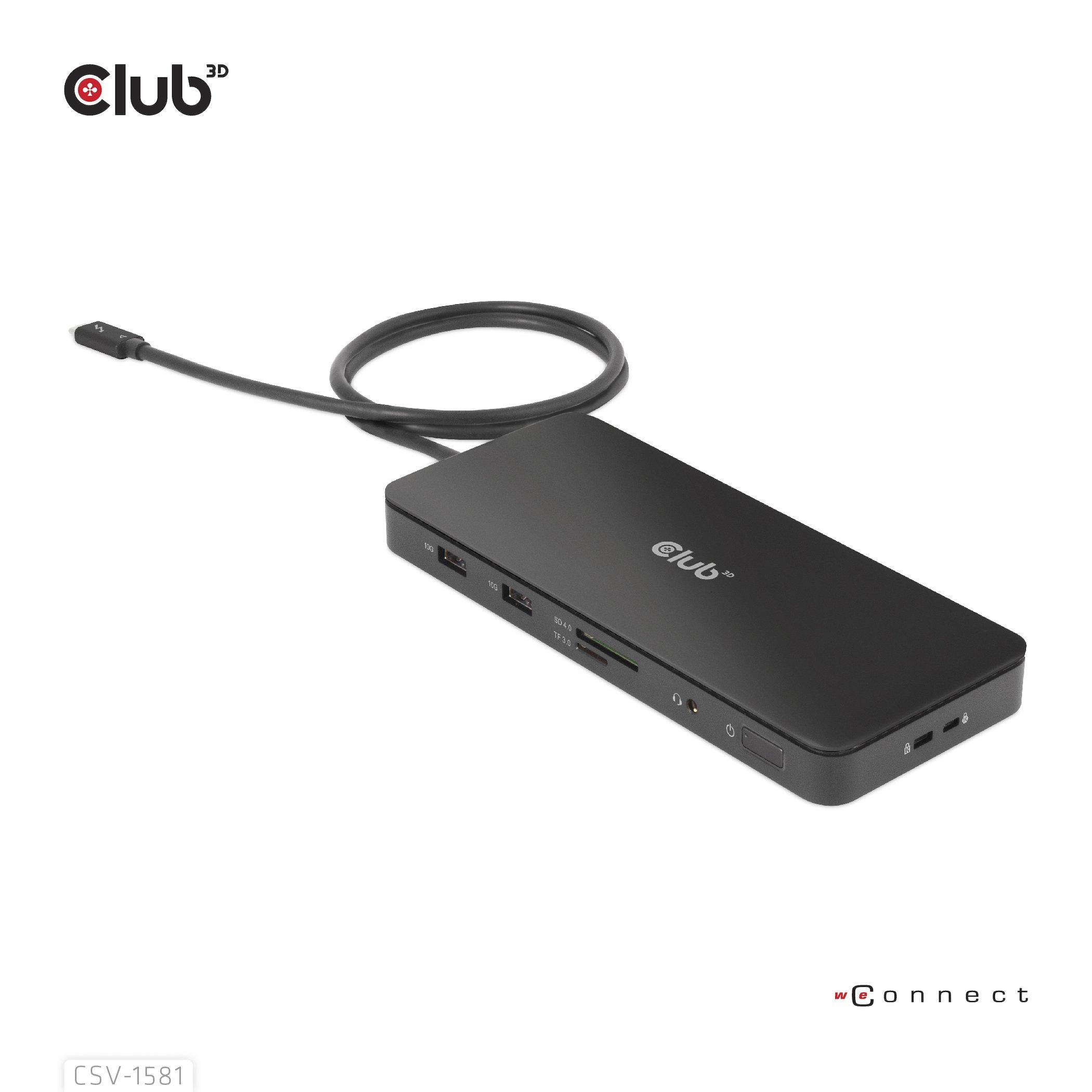 Club3D  CSV-1581 replicatore di porte e docking station per notebook Thunderbolt 4 Nero 