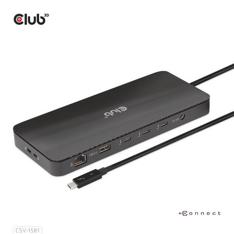 Club3D  CSV-1581 station d'accueil Thunderbolt 4 Noir 