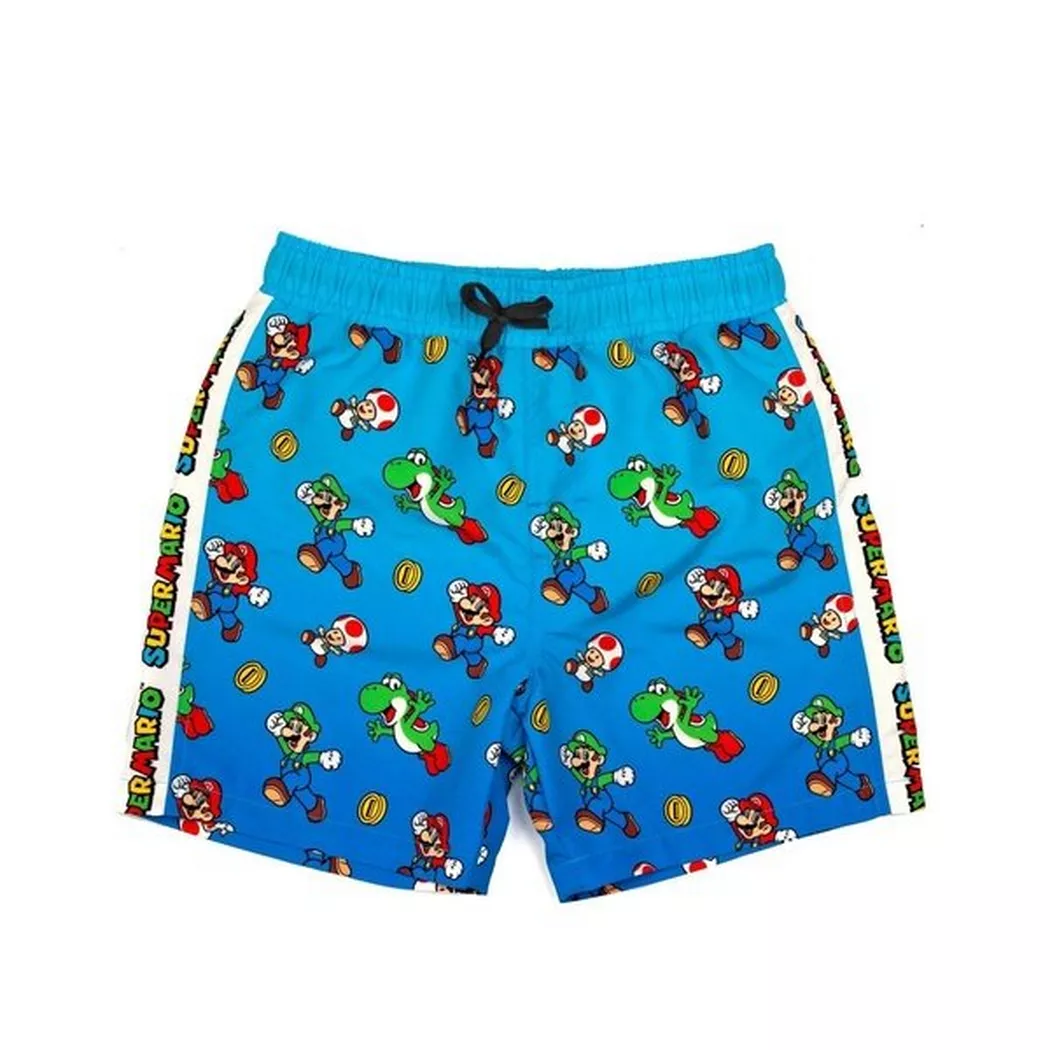Super Mario - Badeshorts, 146/152, Stahlblau