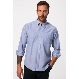 JP1880  Chemise en lin mélangé. Manches longues et col à pointes boutonnées - coupe Modern Fit 