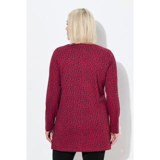 Ulla Popken Maglia Lunga Fantasia Leopardata Scollo a V Maniche Lunghe  