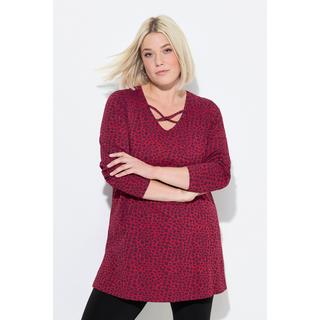 Ulla Popken Maglia Lunga Fantasia Leopardata Scollo a V Maniche Lunghe  