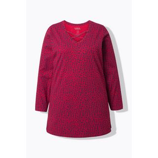 Ulla Popken Maglia Lunga Fantasia Leopardata Scollo a V Maniche Lunghe  